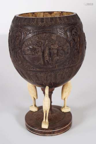 18TH-CENTURY CARVED COCONUT SHELL