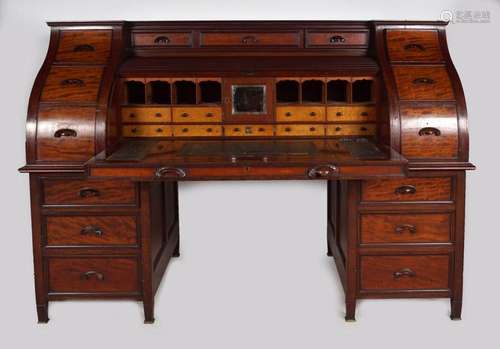 AMERICAN 19TH-CENTURY MAHOGANY CYLINDER DESK