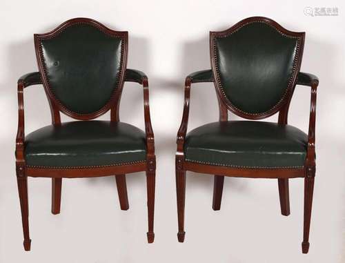 PAIR OF 19TH-CENTURY MAHOGANY LIBRARY CHAIRS