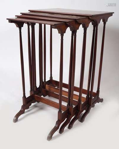 EDWARDIAN MAHOGANY NEST OF QUARTETTO TABLES