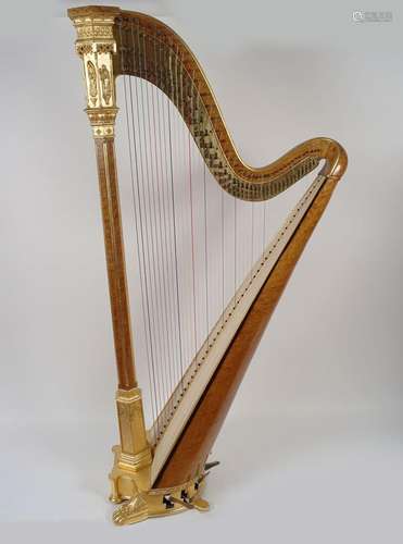 EARLY 19TH-CENTURY GILT & AMBOYNA CONCERT HARP