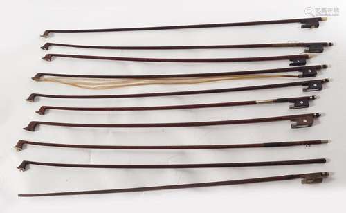 LOT OF 10 VIOLIN BOWS