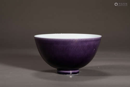 康熙 茄皮紫釉碗