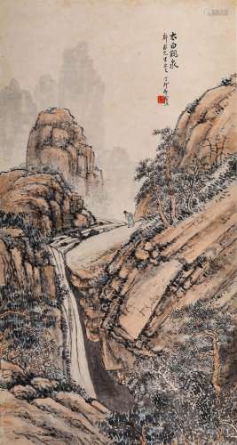 孙雪泥 丁卯（1927年）作太白观泉 纸本设色 立轴