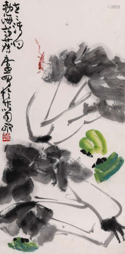 许麟庐 （当代）蔬果草虫 纸本设色 立轴