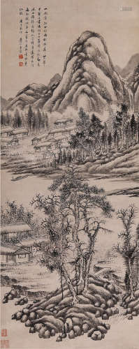 王宸 庚午（1750年）作山居图 纸本水墨 立轴