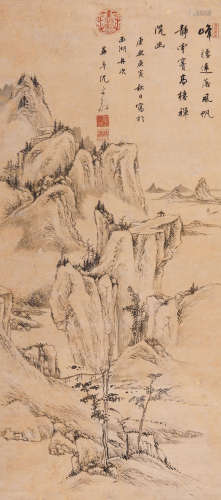 沈宗敬 庚寅（1710年）作西湖秋日 纸本水墨 立轴