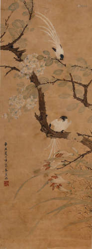 姜埙 辛丑（1781年）作双寿图 纸本设色 立轴