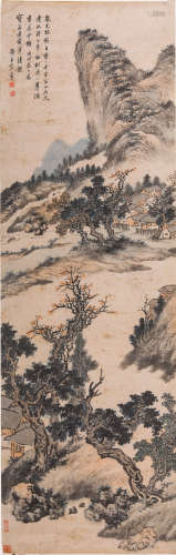 王宸 丙戌（1766年）作红树秋山 纸本设色 镜芯