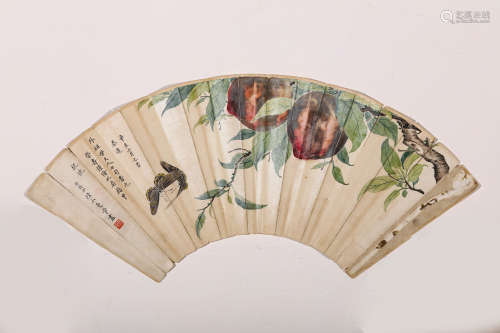 陆小曼 辛未（1931年）作献寿图 纸本设色 扇面