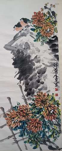 许麟庐 花鸟 纸本设色 立轴