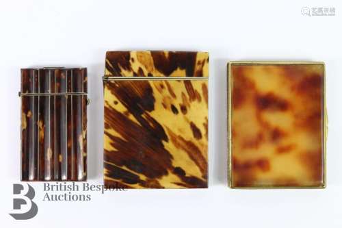 Tortoise shell card case with hinged cover approx. 5 x 9cms