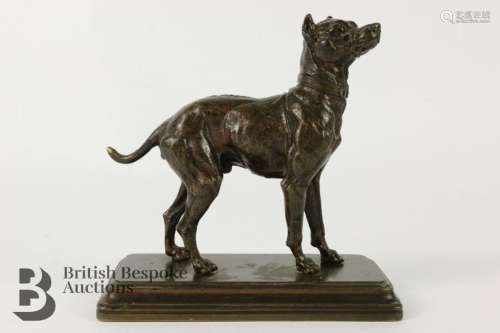 After Alfred Dubucand a bronze figure of a dog