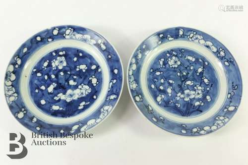 Two antique Chinese blue and white dishes