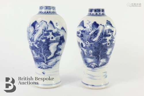 Pair of Chinese blue and white baluster jars