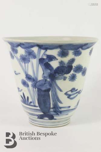 Chinese blue and white tapering octagonal beaker