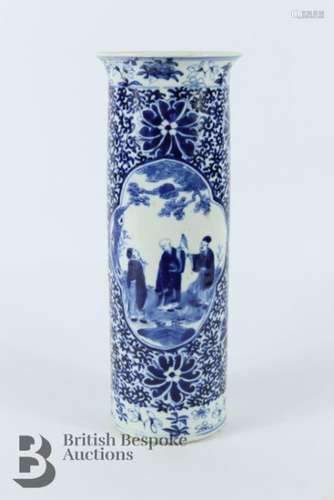 Chinese blue and white pillar vase