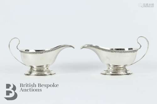 Pair of small silver sauce boats