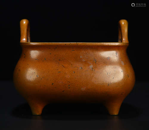 Old Tibetan bronze four-legged incense burner