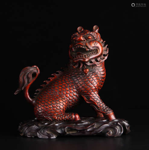 Old Collection Red Sandalwood Kirin Ornament