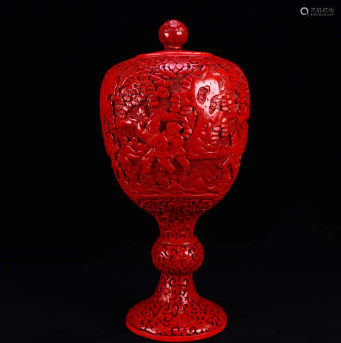 Old Tibetan Large Lacquer Children's Playful Appreciation Bo...