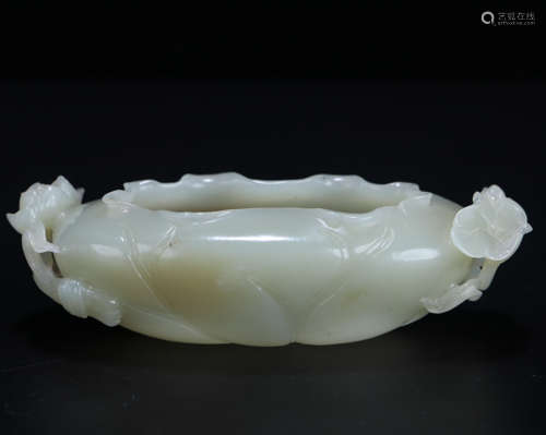 Old Collection Hetian Jade Lotus Water Bowl