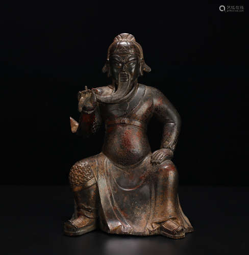 Old Tibetan bronze statue of Guan Gong