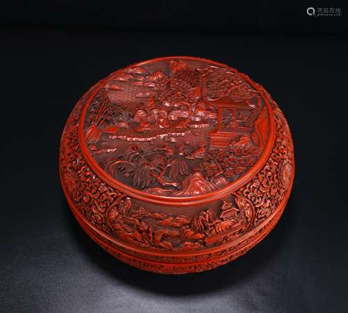 Old Tibetan Large Lacquer Landscape Character Story Cover Bo...