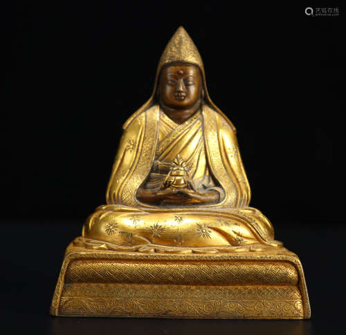 Old Tibetan gilt bronze statue of the master