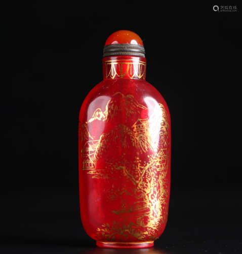 Old Tibetan Snuff Bottle with Jinshan Water