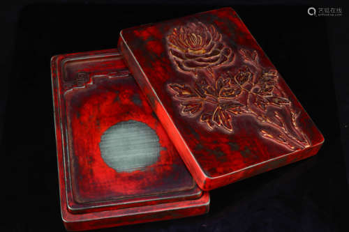 Old Collection, Floral Poems, Cinnabar Pine Flower Inkstone