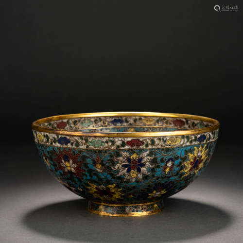 Qing Bronze Cloisonne Enamel Flower Bowl