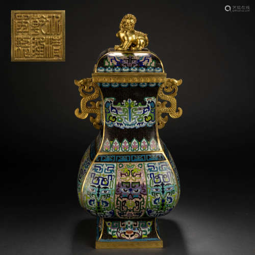 Qing Dynasty Bronze Cloisonné and Enamel Four-Faced Zun