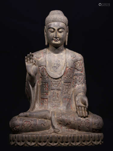 Statue of Sakyamuni Buddha among the people of the Dharma Re...