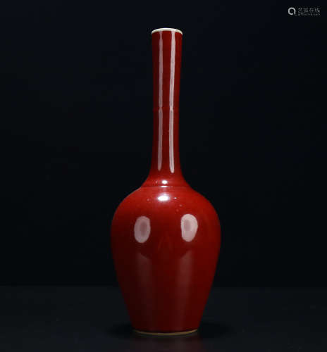 Old Tibetan red glazed plain porcelain vase