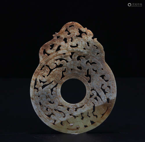 The old collection of high ancient jade chi tiger pattern ou...