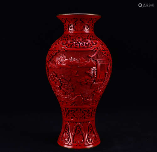 Old Collection Large Lacquer Landscape Character Appreciatio...