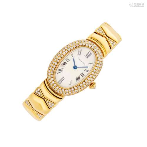 Cartier Paris Gold and Diamond  Baignoire  Wristwatch