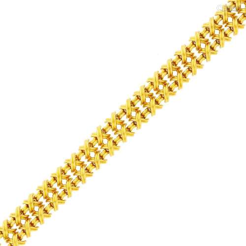 Tiffany & Co. Double Strand Gold  Signature X Link  Brac...