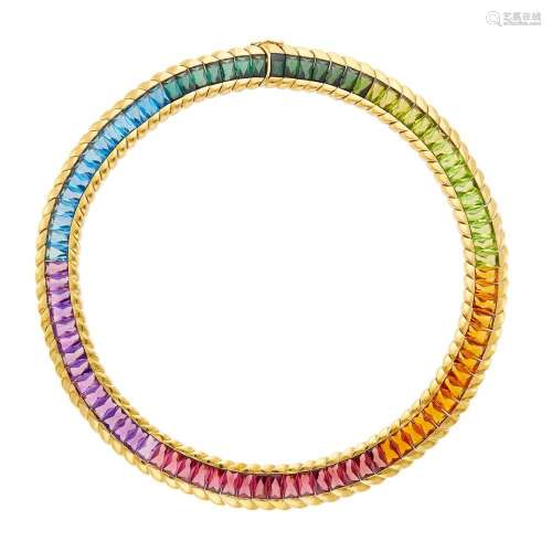 Hans D. Krieger Gold and Colored Stone Rainbow Necklace