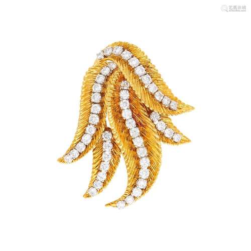 Van Cleef & Arpels Gold, Platinum and Diamond Foliate Cl...