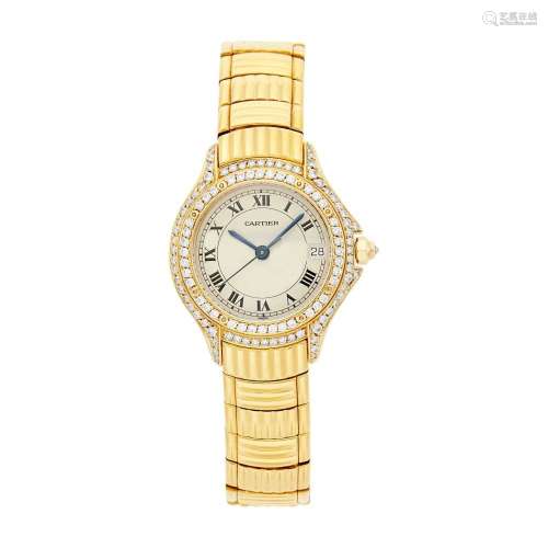 Cartier Gold and Diamond  Cougar  Wristwatch