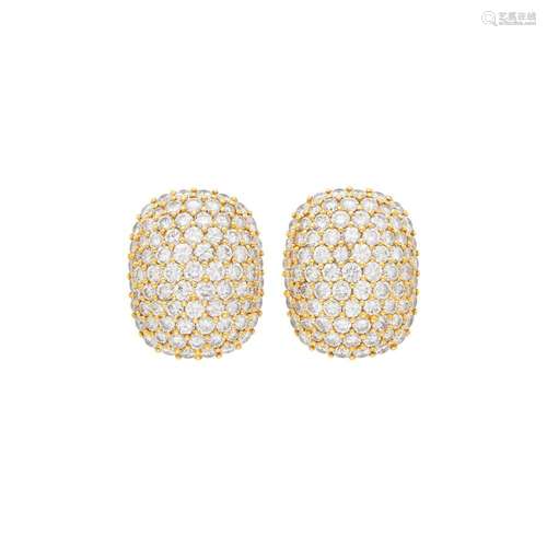 Pair of Gold and Diamond Earclips