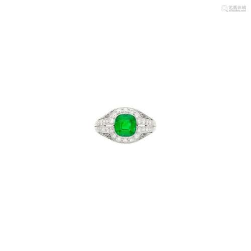 Marcus & Co. Platinum, Emerald and Diamond Ring