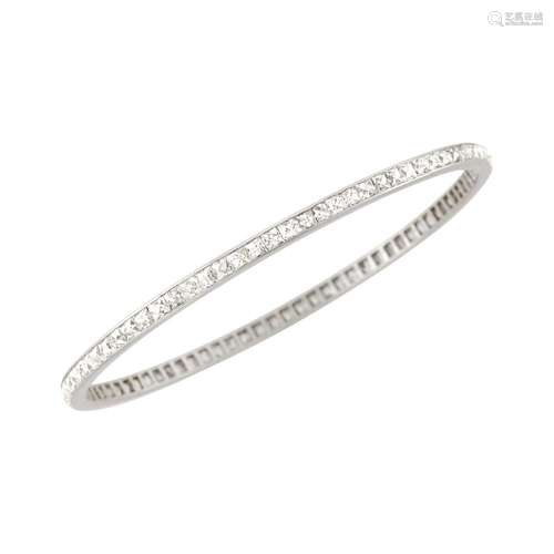 Platinum and Diamond Bangle Bracelet