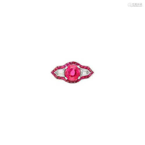 Platinum, Ruby and Diamond Ring