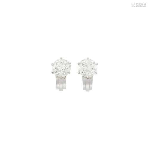 Pair of Platinum and Diamond Earclips