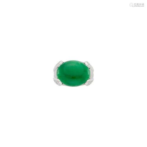 Platinum, Jade and Diamond Ring