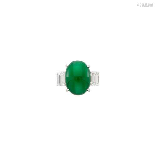 Platinum, Jade and Diamond Ring