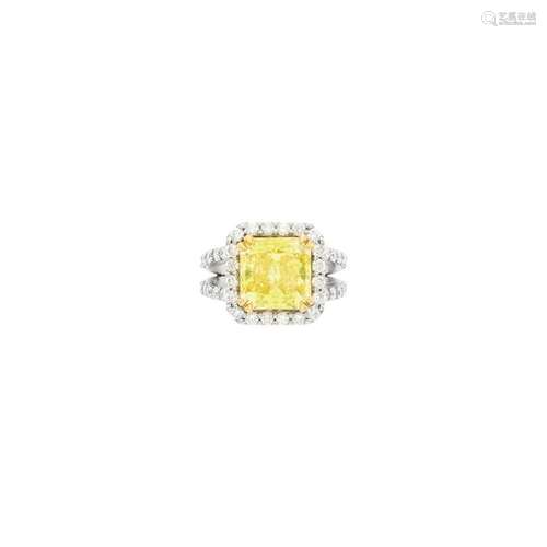 Platinum, Gold, Fancy Intense Yellow Diamond and Diamond Rin...